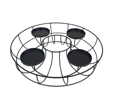 Preview: Adventskranz Metall schwarz  mit Gläsern Ø 35cm